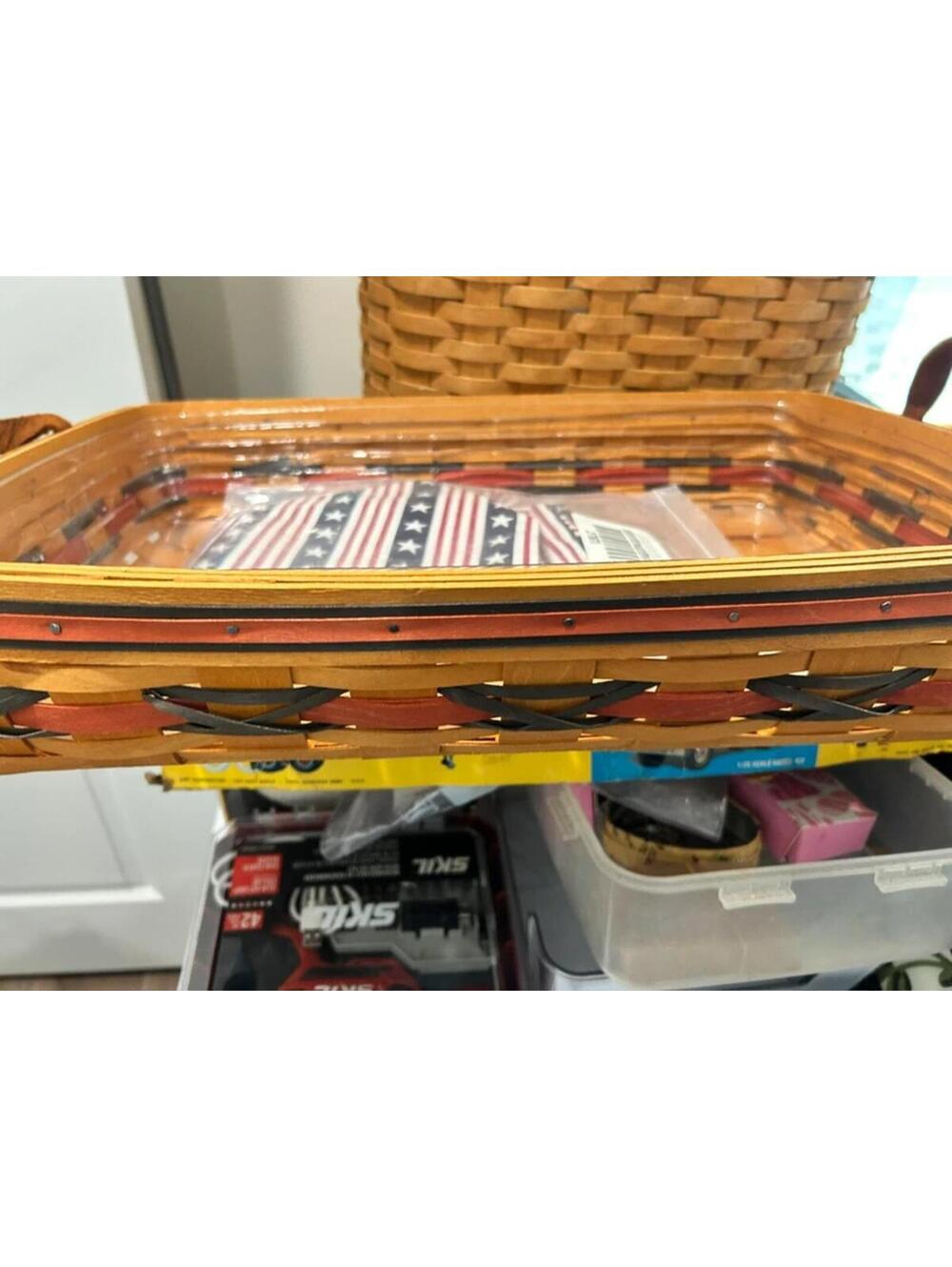 Longaberger large serving basket tray patriotic